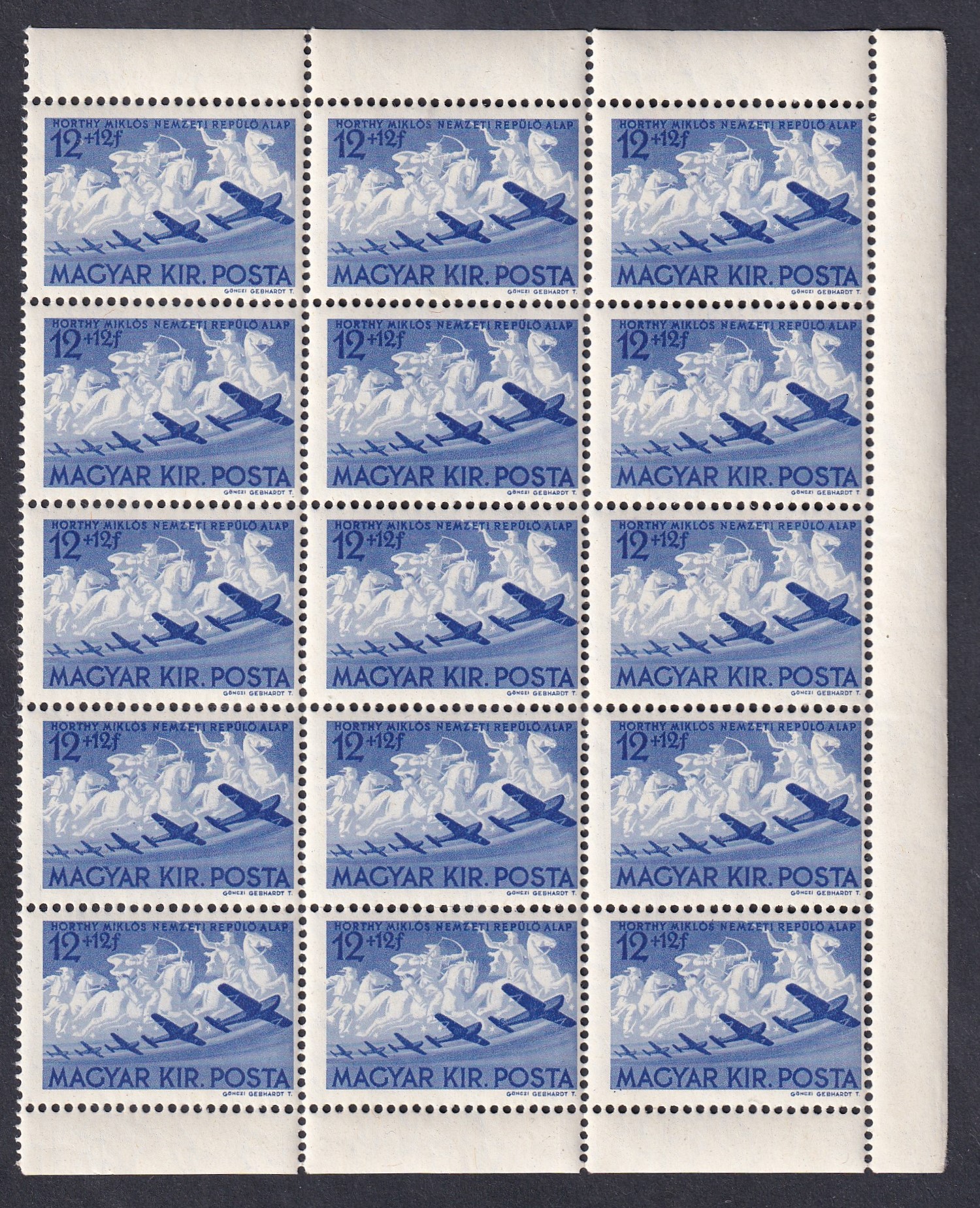 1942. Repülőalap 15 db-os ívszéli tömbökben