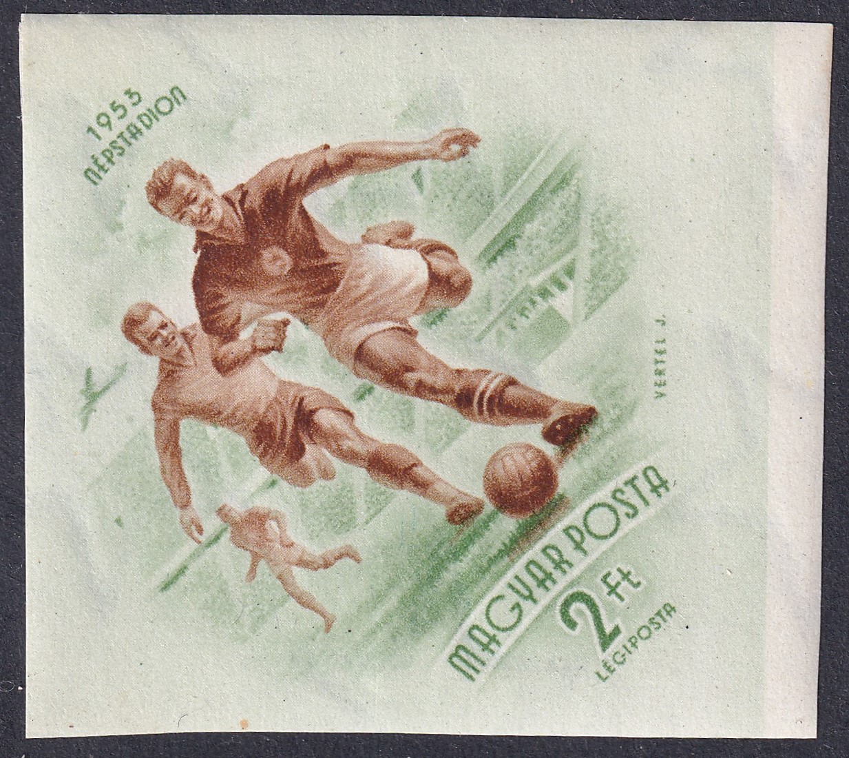 1952. Népstadion 2Ft ívszéli vágott bélyeg