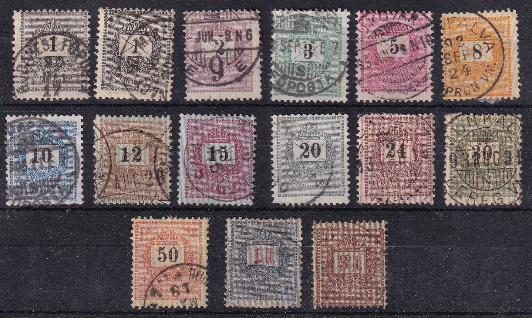 1889. Feketeszámú krajcáros sor + 3 Ft