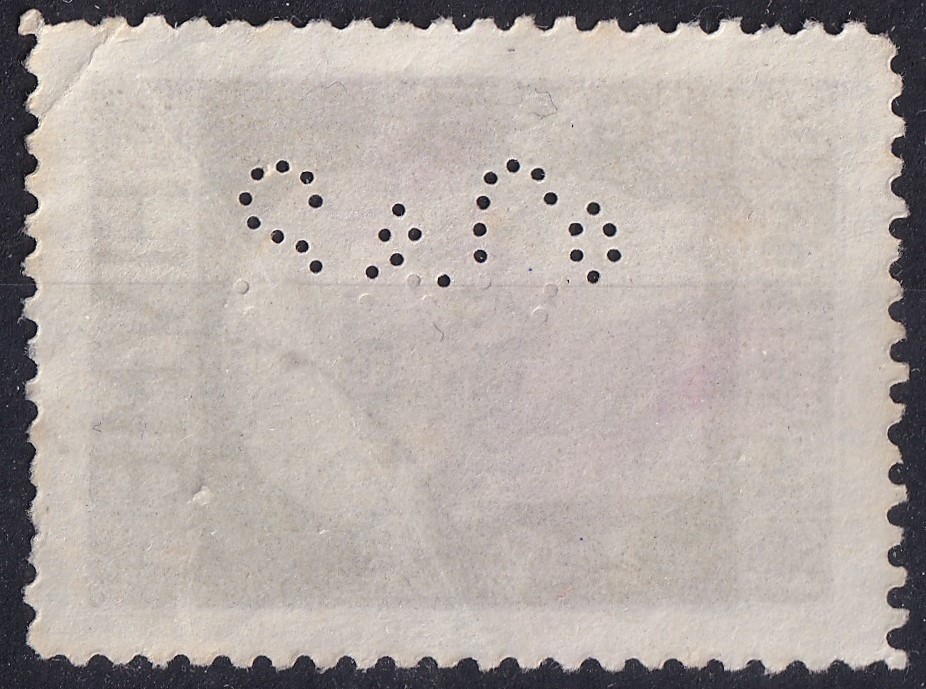 1919. Fiume 50 centes bélyeg „S&Co” céglyukasztással (perfin) – magyar bélyegeken 1902-től ismert ritka „túlélő” perfin