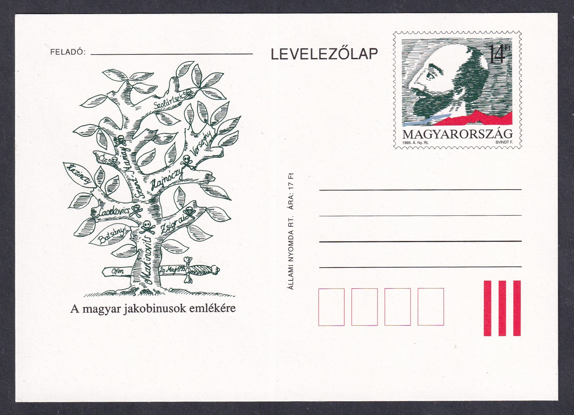 1995. használatlan alkalmi díjjegyes levelezőlap