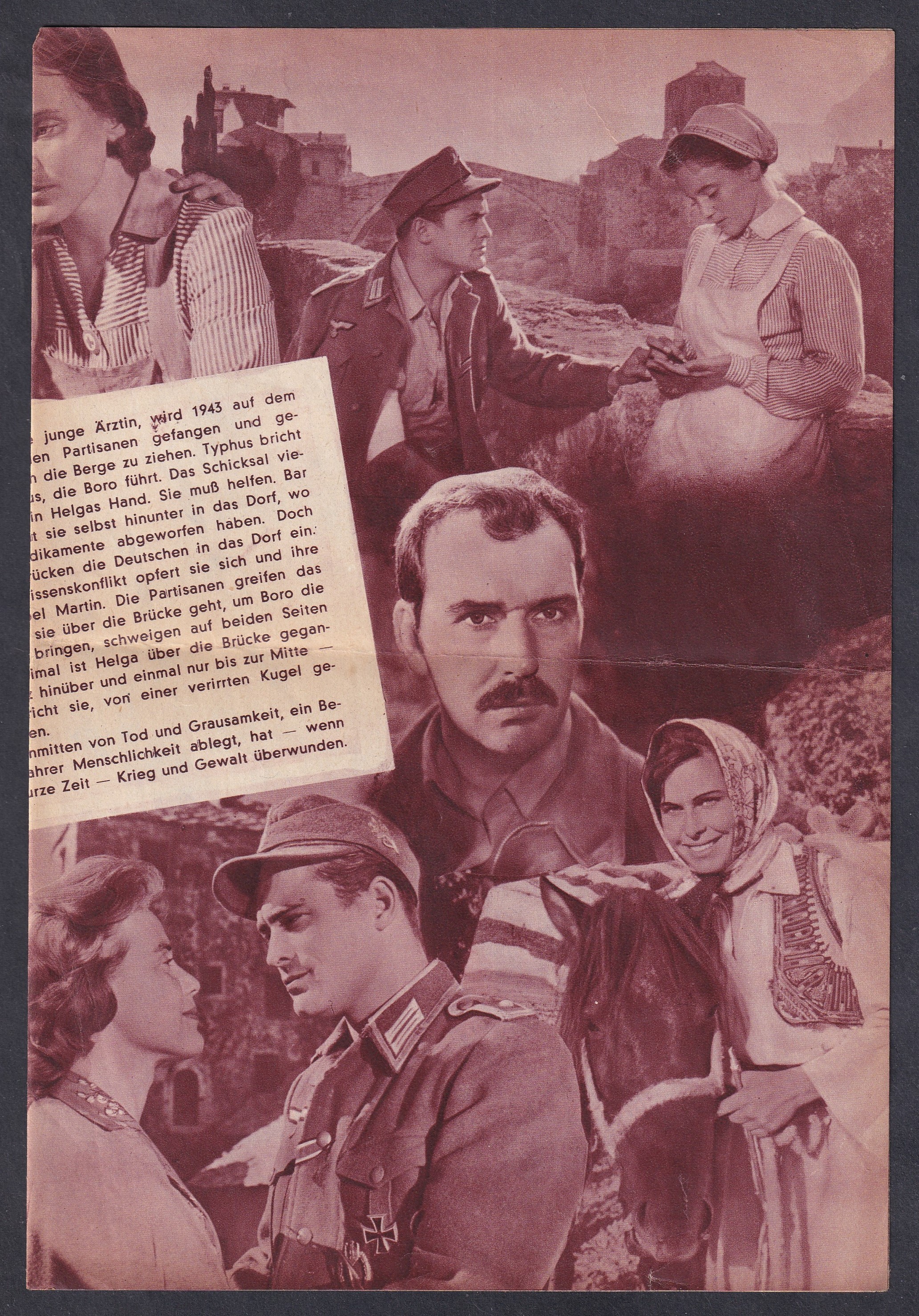 IMG_20260811_0042 1954. „Die letzte Brücke” – Maria Schell – osztrák „Das Programm von heute”, 227. szám Helmut Käutner Die letzte Brücke című osztrák–jugoszláv háborús drámájának bécsi mozifilm-műsorlapja.