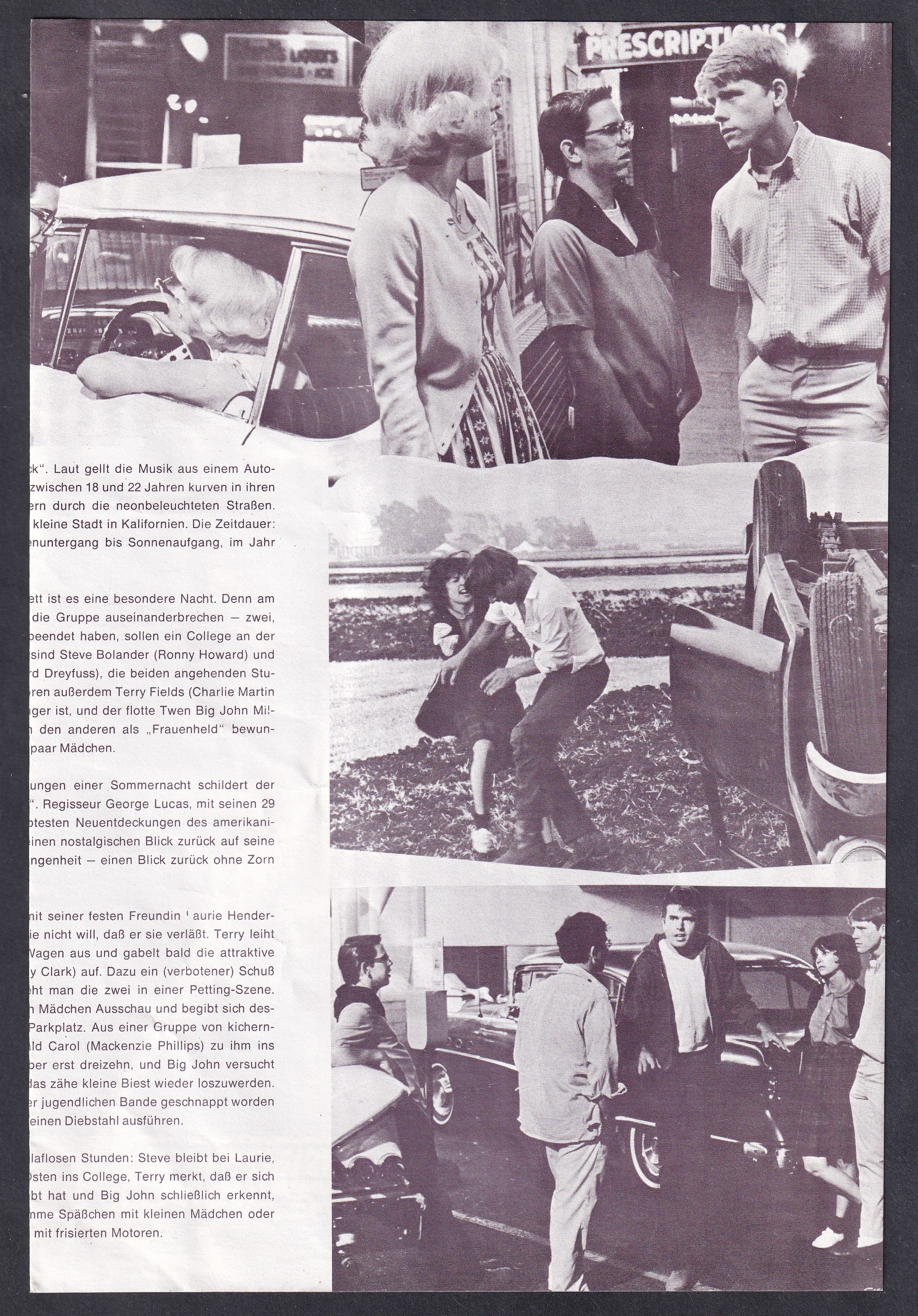 IMG_20260811_0060 1974 – American Graffiti – George Lucas – osztrák filmprogram, NFP 6640 Leírás Eredeti, Bécsben kiadott Neues Film-Programm Nr. 6640 az American Graffiti című kultuszfilmhez. A filmet George Lucas rendezte, producerei Francis Ford Coppola és Gary Kurtz voltak.