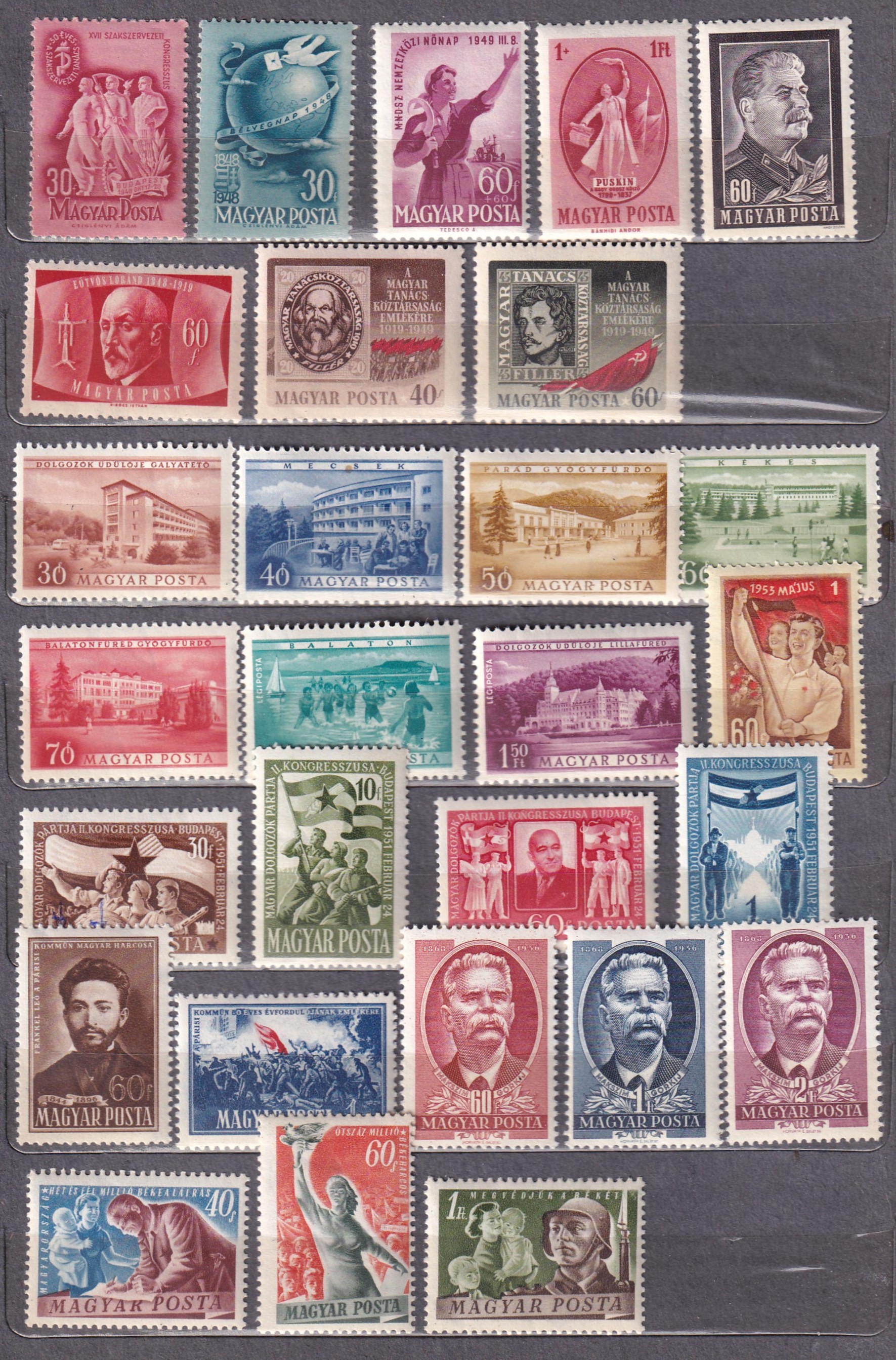 1950-es évek magyar bélyegei – postatiszta összeállítás