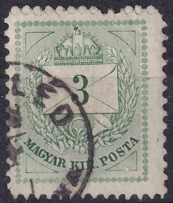 1874. 3kr - háromszögek durva utánmetszésével