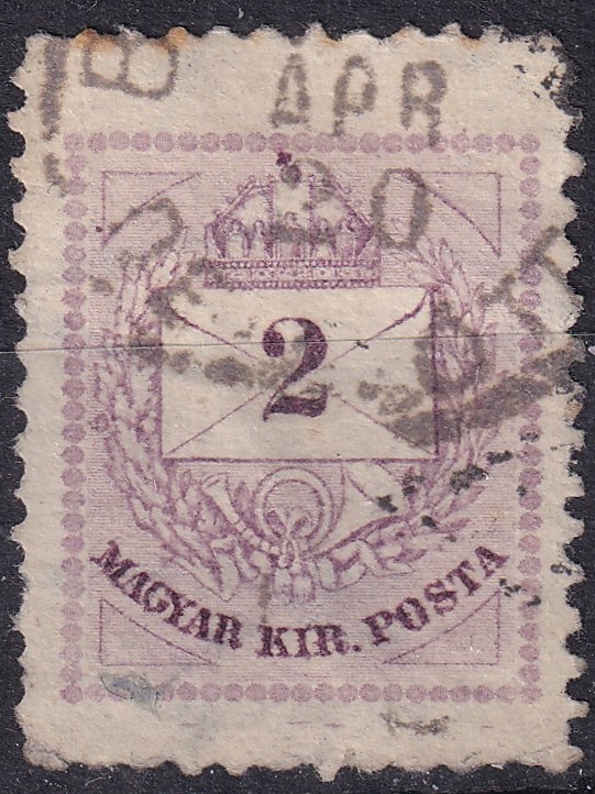 1881. 2kr magasra fogazva (28,5 mm)