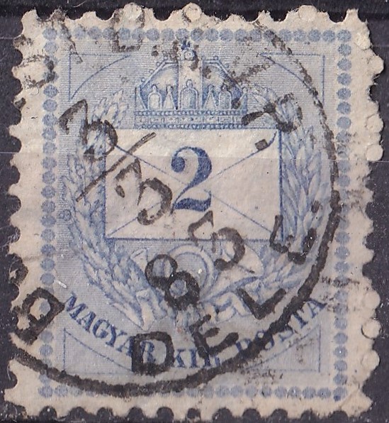 IMG_20260814_0046.6 1881. 2kr utánmetszet háromszügekkel - BUDAPEST D.K.V.P. / DÉLE.