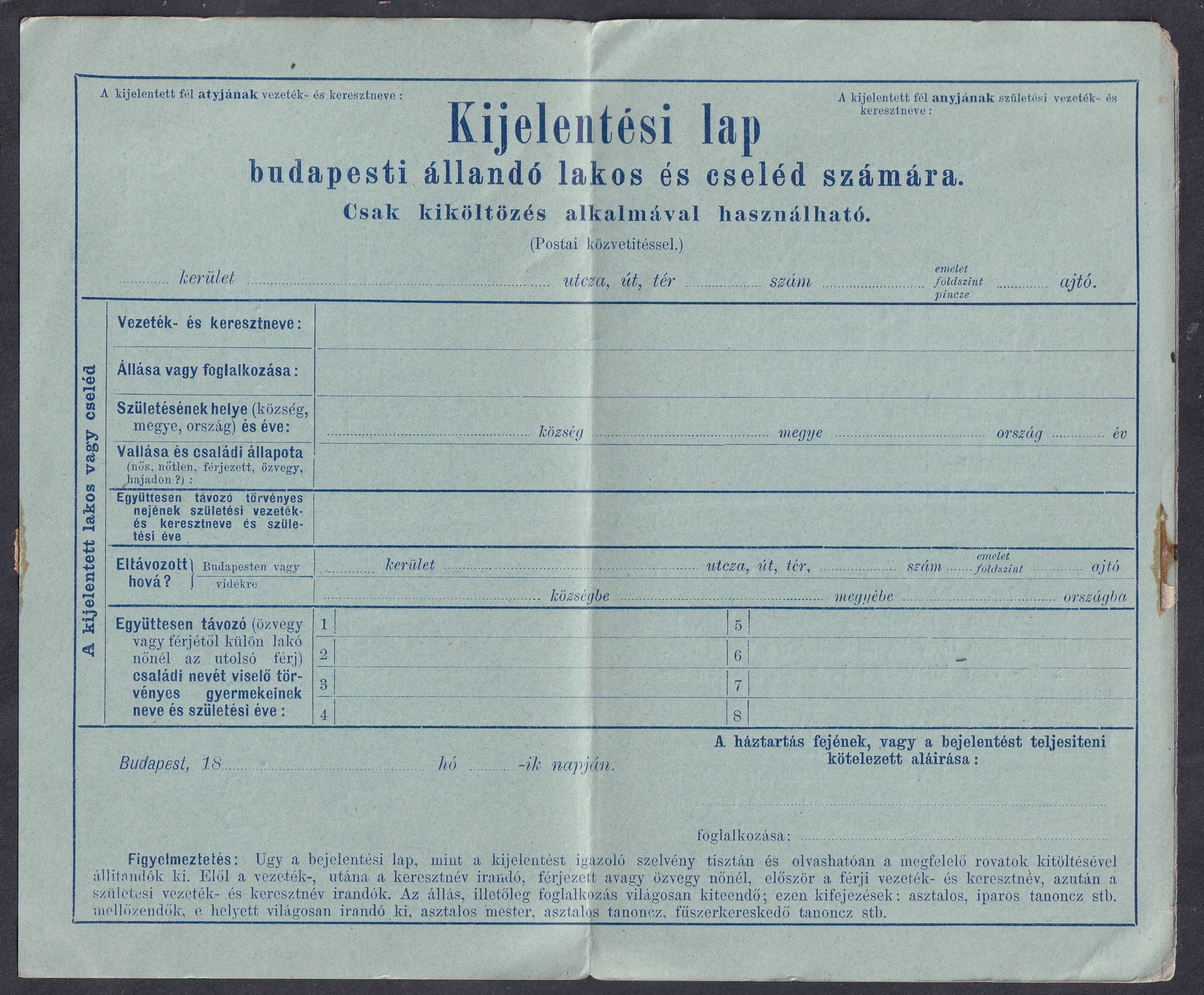 IMG_20260818_0012 2 krajcáros használatlan díjjegyes boríték kék díjjeggyel, zöldeskék papíron, a fő- és székvárosi Magyar Királyi Államrendőrség Bejelentési Hivatala részére – ritka rendőrségi nyomtatvány