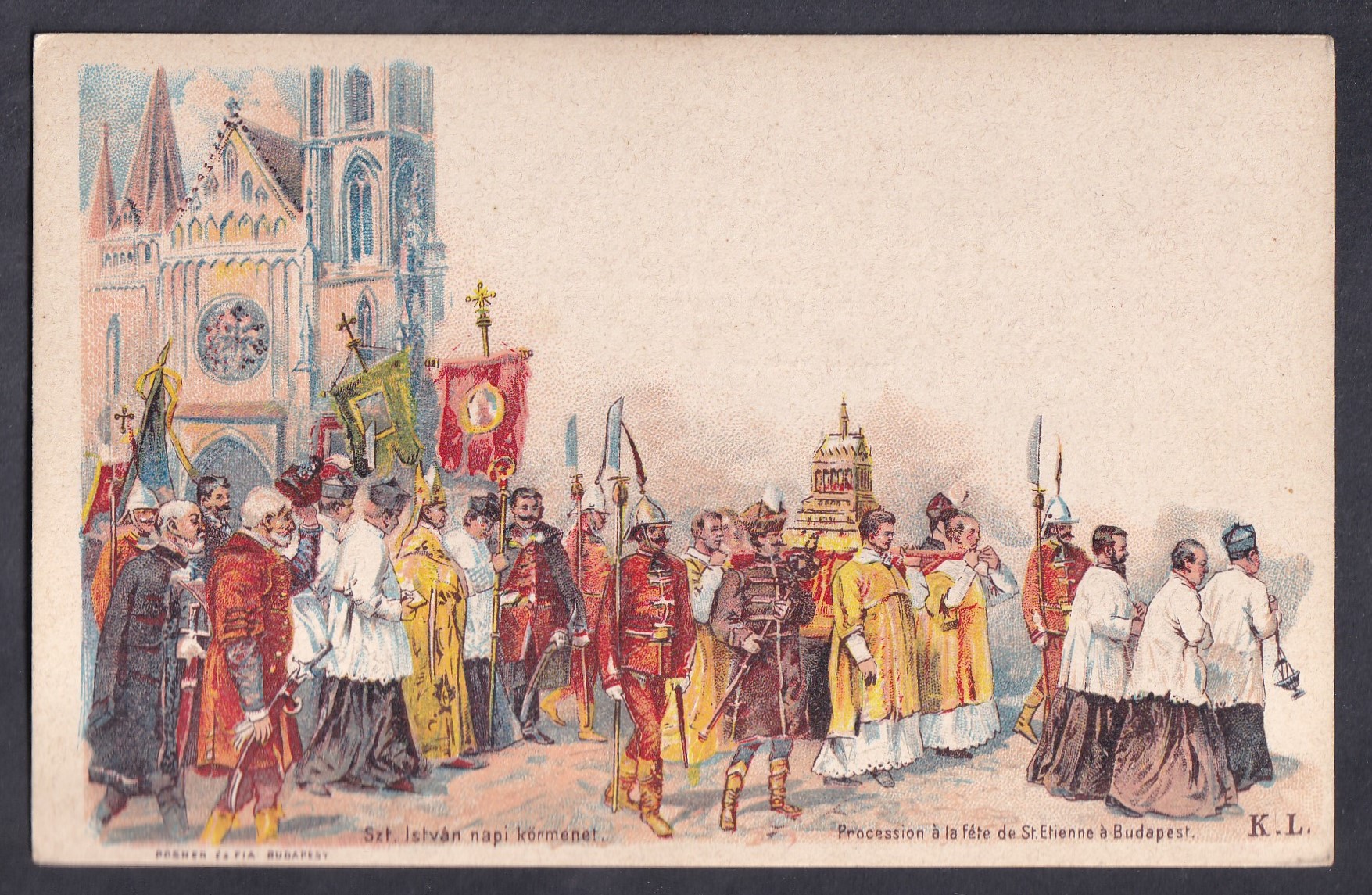 1896 Millenniumi díjjegyes levelezőlap (Szt. István napi körmenet) / 5kr I. típus