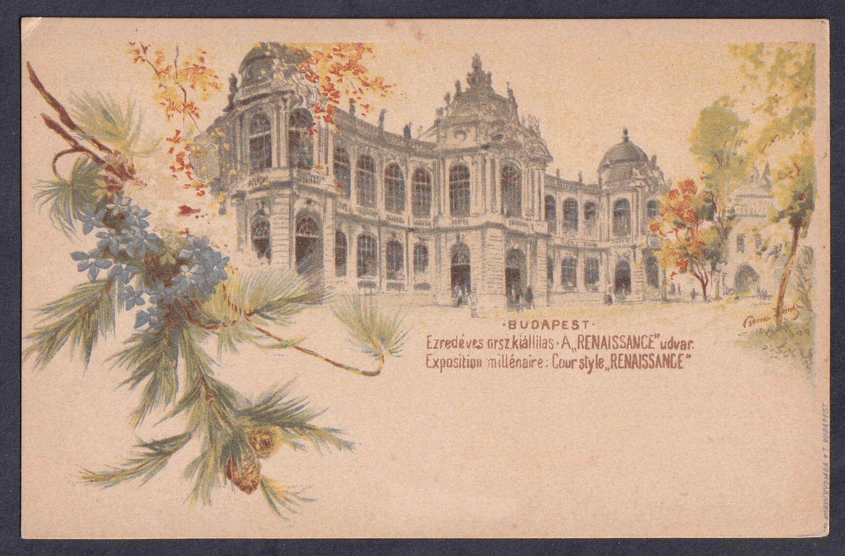1896 Millenniumi díjjegyes levelezőlap (Renaissance udvar) / 5kr I. típus