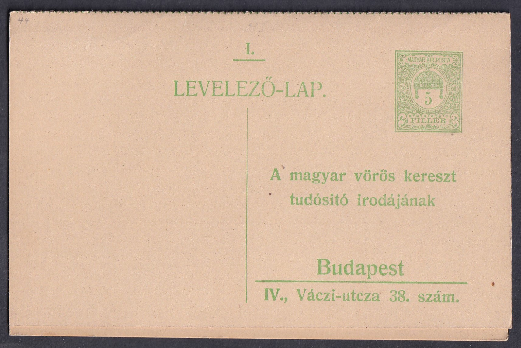 IMG_20260823_0019 1914. használatlan Vöröskeresztes Tudakozó válaszlapos levelezőlap