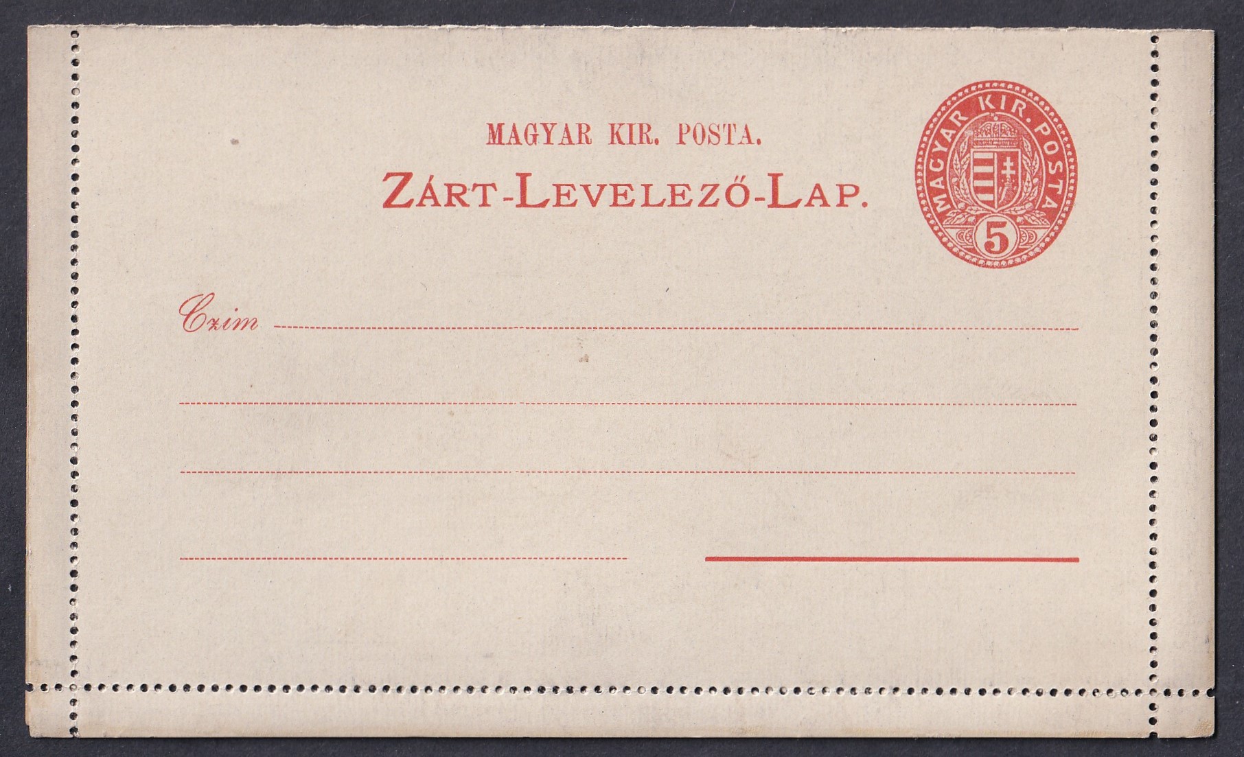 Használatlan Zárt-Levelezú-Lap