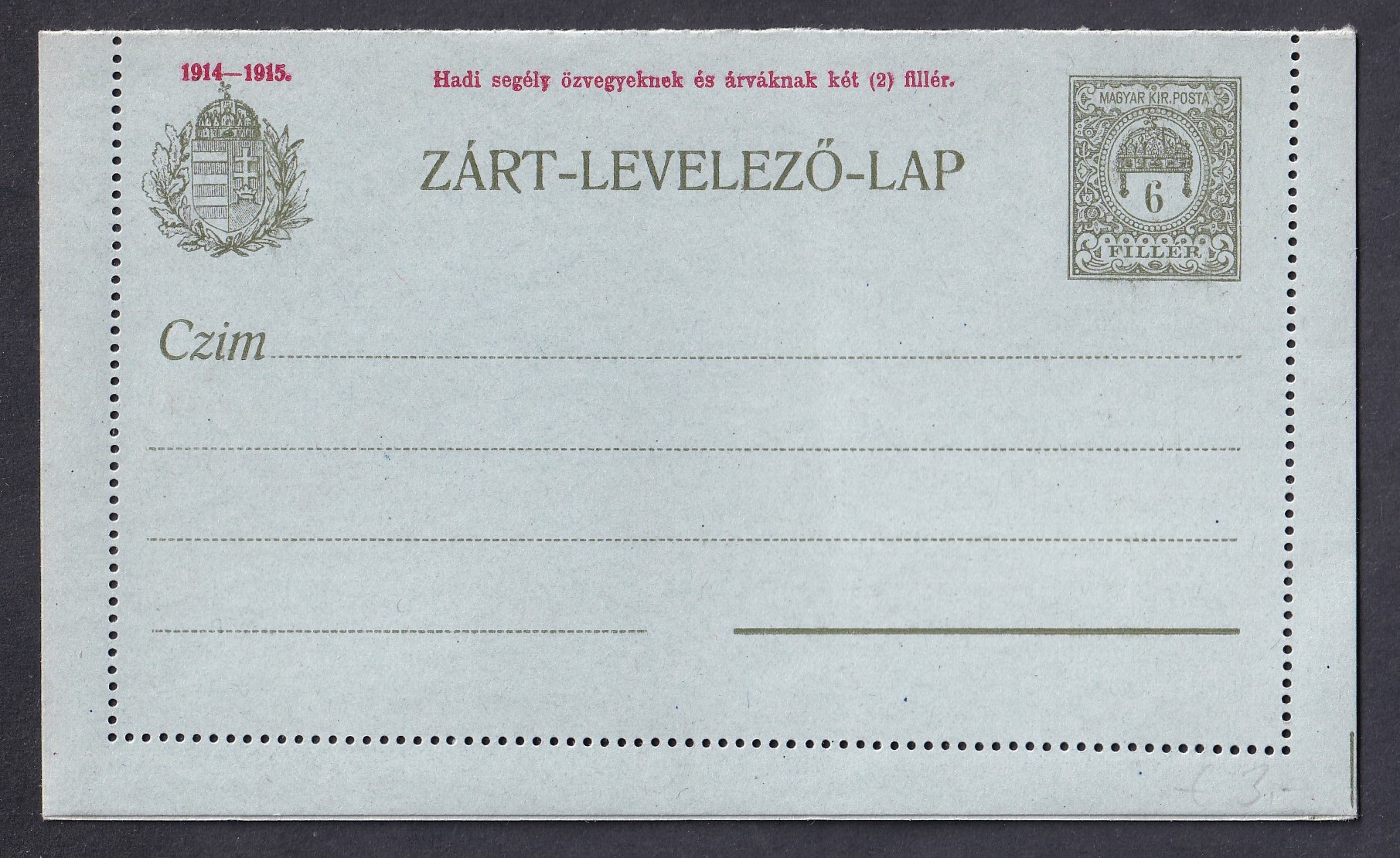 IMG_20260824_0057 1914-1915. Hadisegély zárt levelezőlap - a belsőoldalon a felülnyomat gépszín átnyomatával