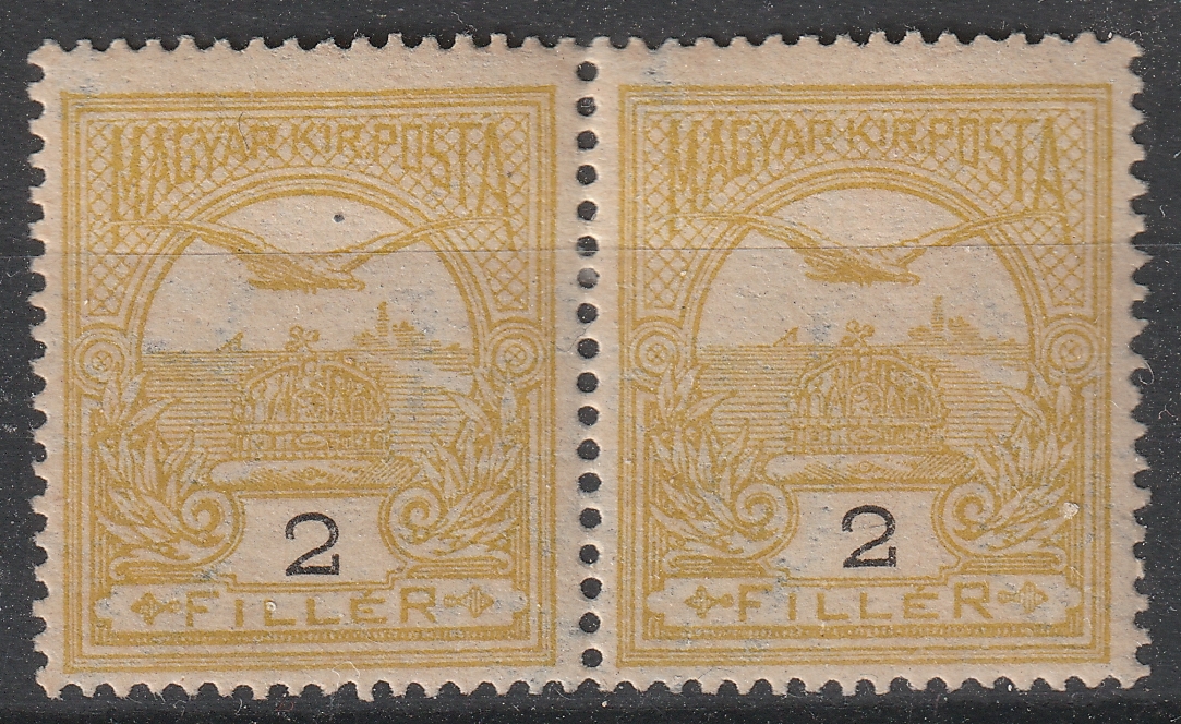 1906. Turul 2 fillér párban - fordított A3 állású vízjel állással