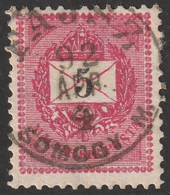 26_7_20260916_0001 1889. 5kr, látványos lemez hibábal - FAJSZ / SOMOGY M.