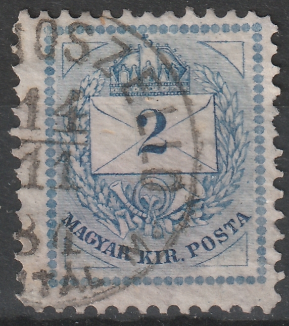 1881. 2 kr, látványosan kopott lemezről, durván javított háromszögekkel; a jobb felső háromszög átfogó kettős vonallal – PETROVOSZELLÓ / TORONTÁL M.