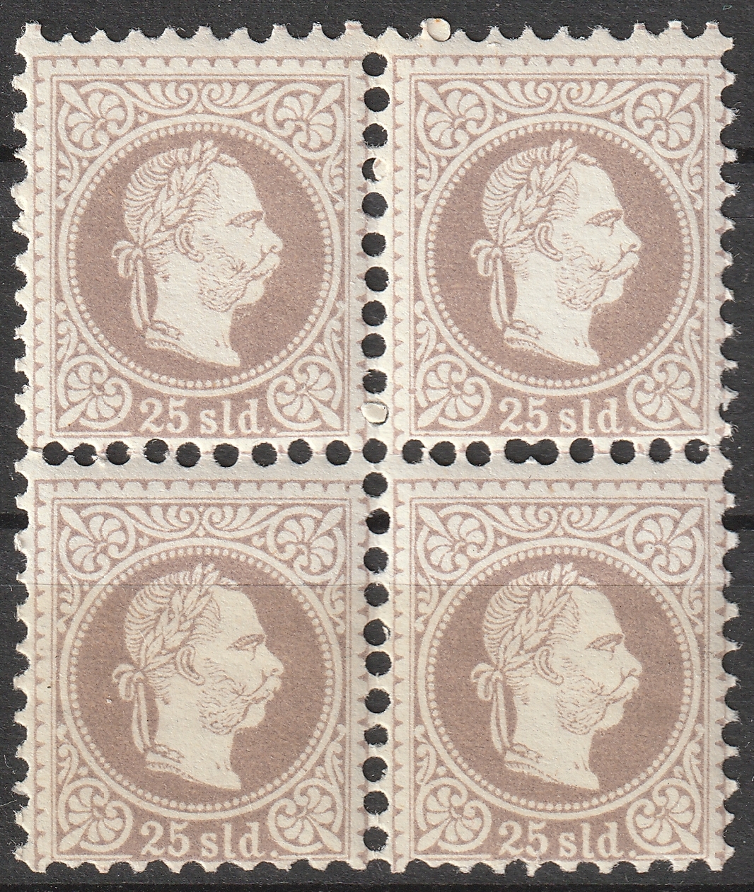 1876/83. Ausztria 25 soldi 4-es tömb