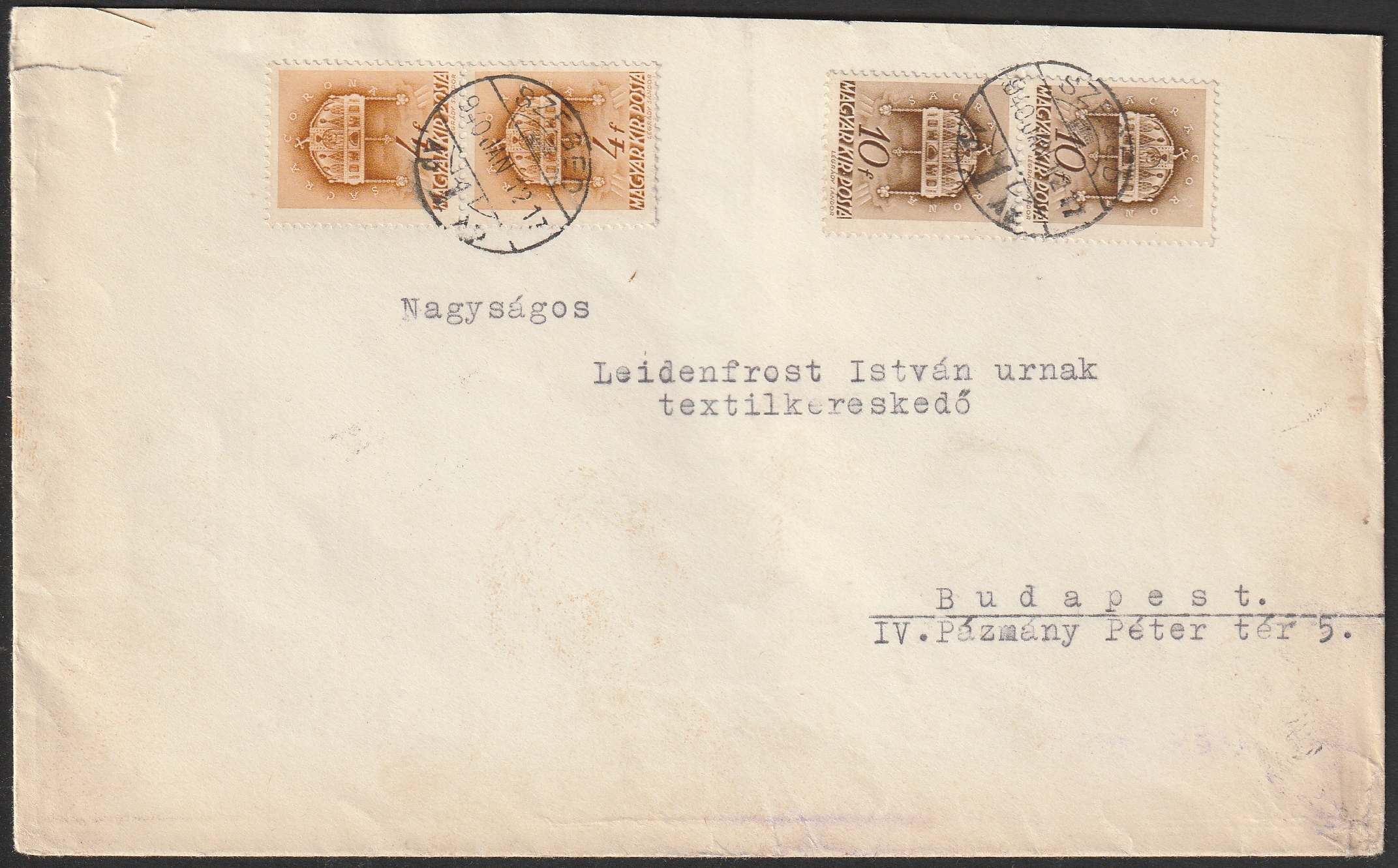 1940. SZEGED, Budapestre feladott levél