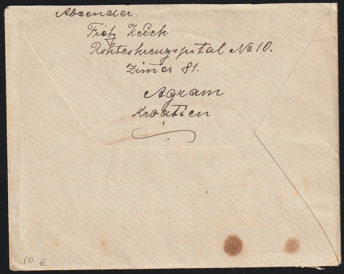 1915. ZAGRAB, Klagenfurt-ba feladott ajánlott levél  – magyar–horvát „Ajánlott / Preporučeno” kétnyelvű ragjeggyel