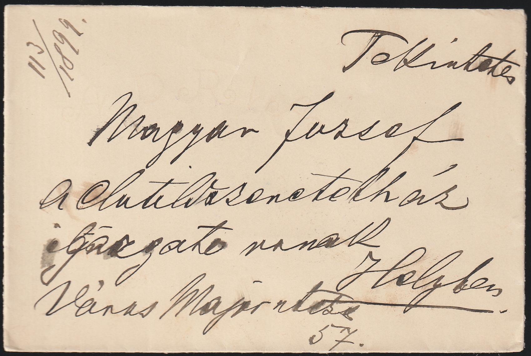 1899. BUDAPEST, helybern feladott levél 3 krajcár díjlerovással