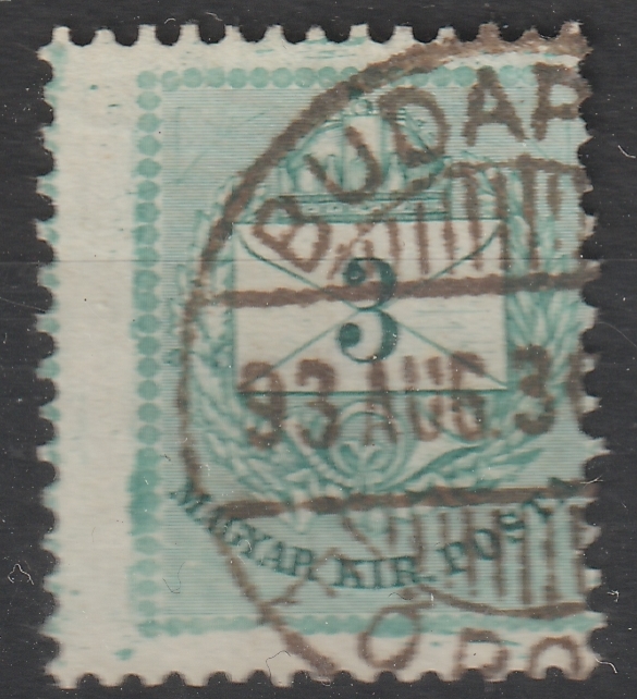 1881. II. 3kr /E/ szomszéd bélyegképet érintő elcsúszott fogazással