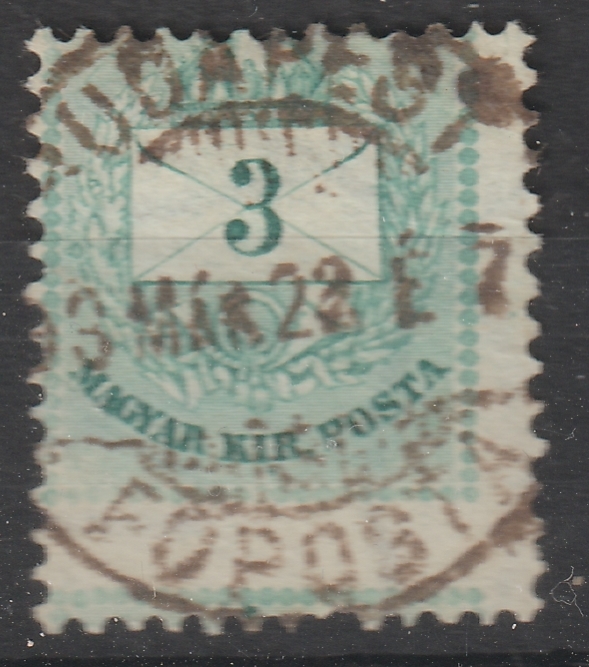 1881. II. 3kr /E/ szomszéd bélyegképbe jelentősen be elcsúszott fogazással