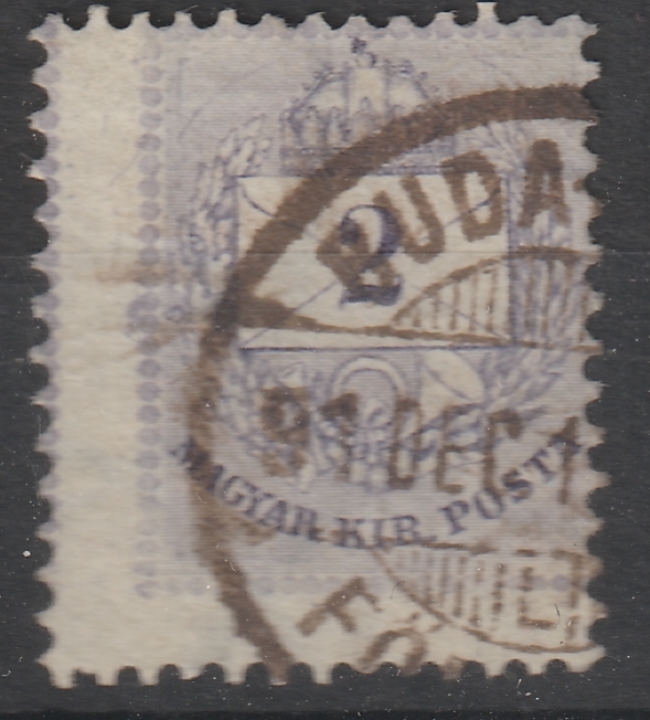 1881. II. 2 krajcár /E/ – a fogazás a szomszédos bélyegképbe csúszott