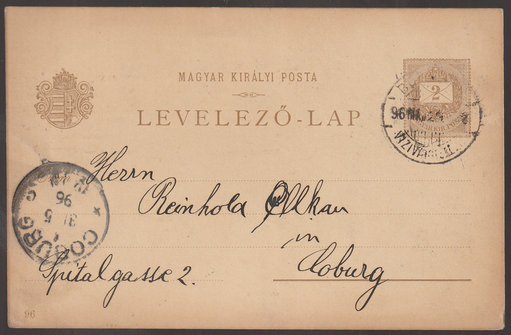 w_26_6_20261001_0058 1897. BUDAPEST, Coburg (Németország)-ba feladott Millenniumi képeslevelezőlap-